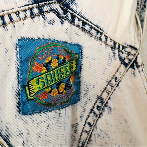 Vintage 1990s Squeeze Acid Wash Denim Overalls Shortalls - Picture 7 of 9